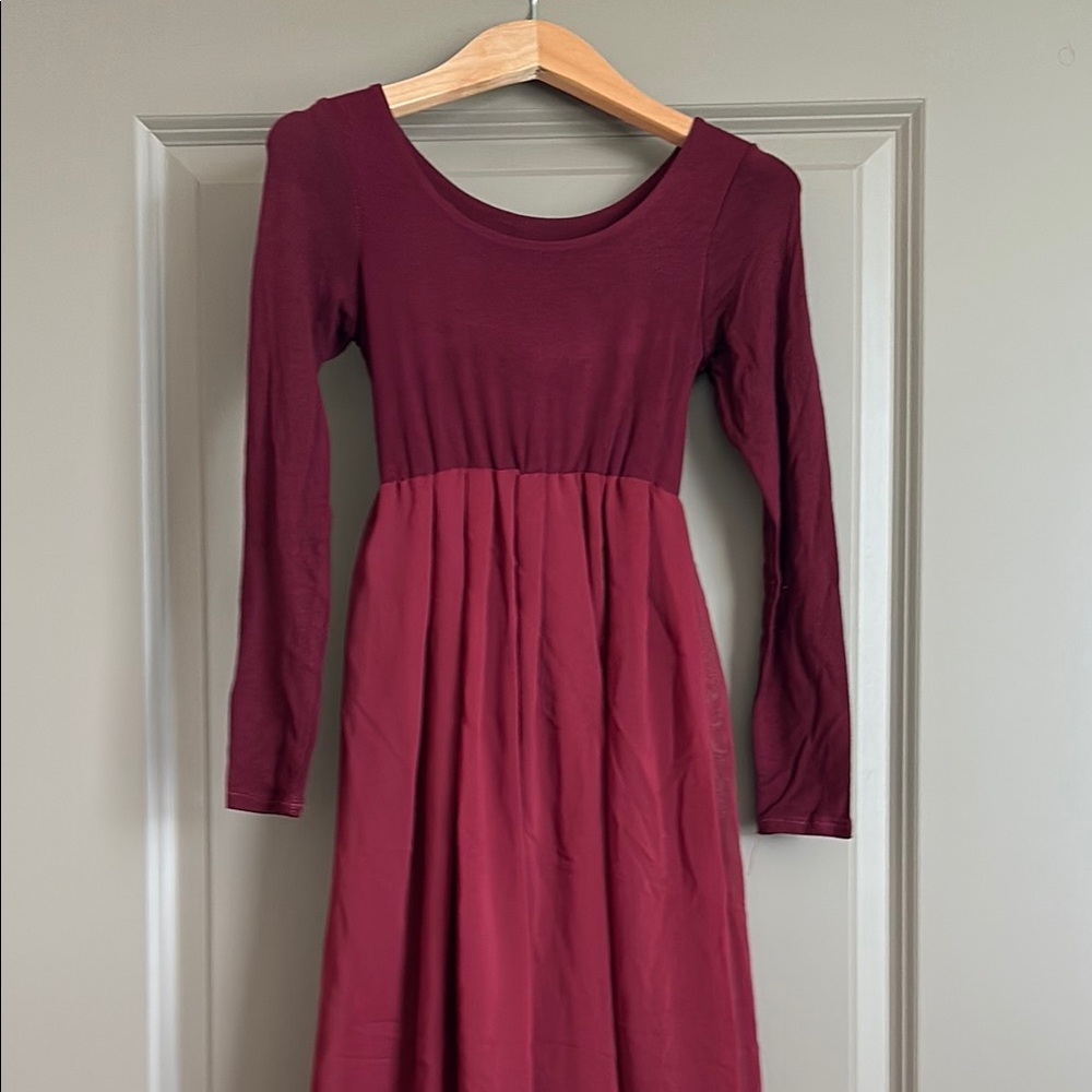 Elegant Burgundy Long Sleeve Dress